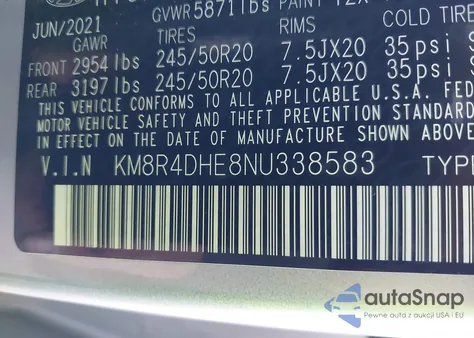 2022 Hyundai Palisade Sel из США, поврежденный, VIN KM8R4DHE8NU338583